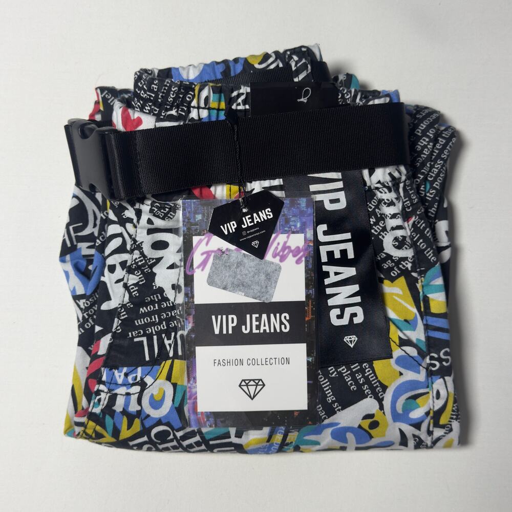 VIP JEANS Graphic Print Jogger Pants - Size 5/27 - Picture 4 of 7